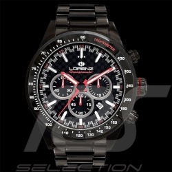 Motorsport Uhr Granpremio Chronograph Stahl Carbon-Effekt Schwarz / Rot Racing mit Spezialbox Helm Lorenz 030210AA