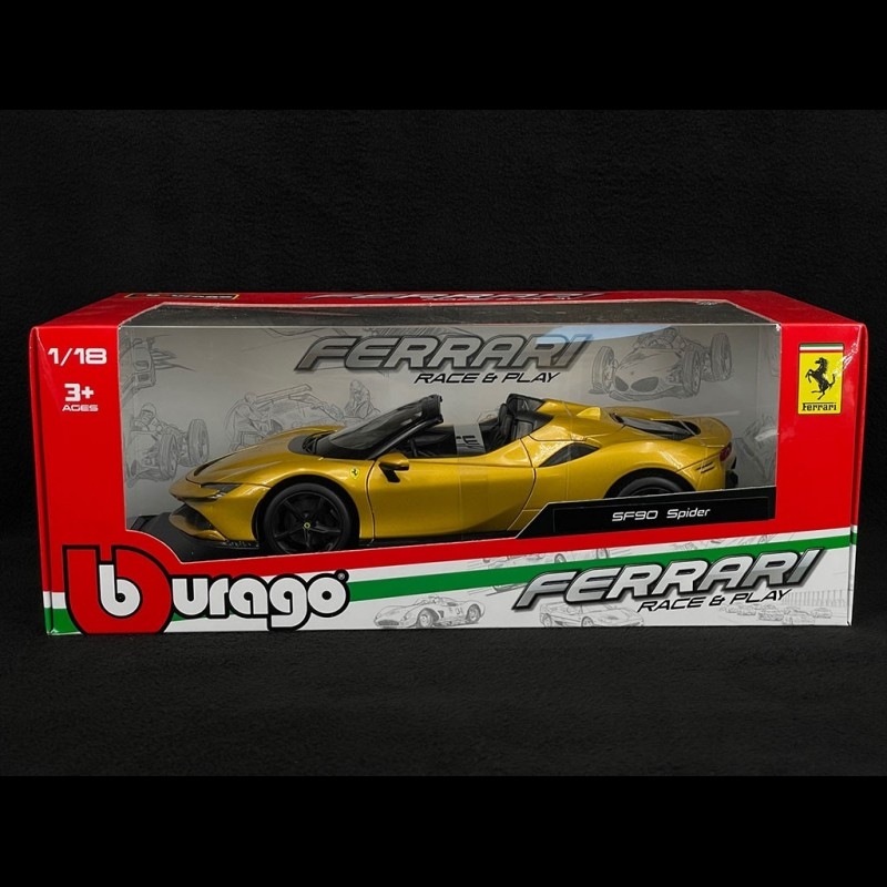 BURAGO BU16016YE Echelle 1/18  FERRARI SF90 STRADALE HYBRID SPIDER 1000hp  OPEN 2020 GIALLO MONTECARLO - YELLOW MET