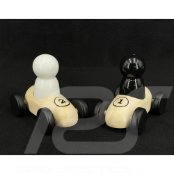 Salt and Pepper Set Racing Cars n° 1 and n°2 in Wood / Ceramic 27435