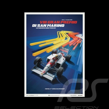 McLaren MP4/4 - Ayrton Senna - GP San Marino 1988 - Blau Poster