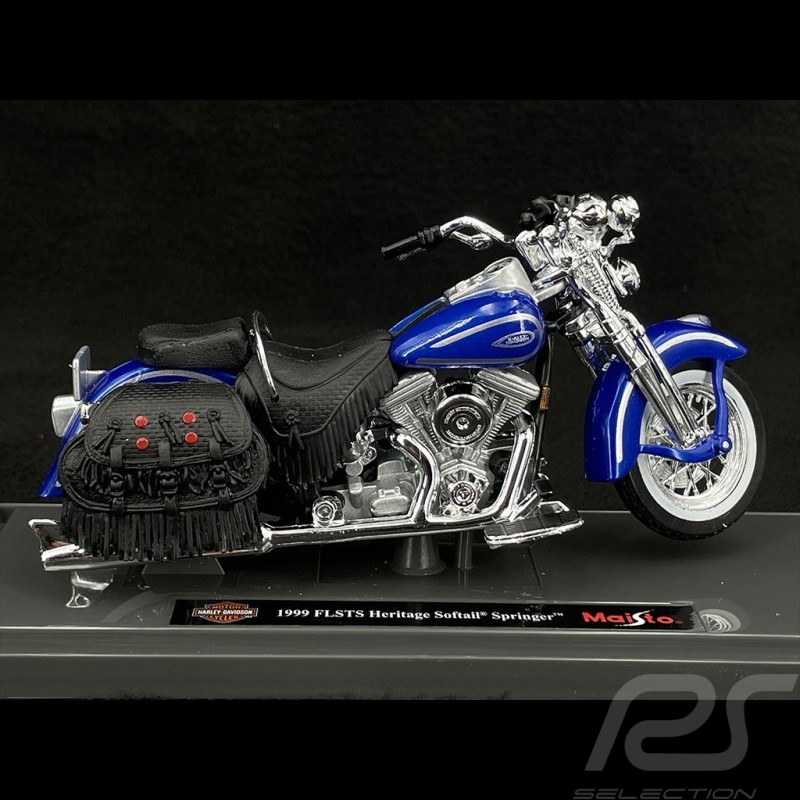 Moto Harley Davidson FLSTS Heritage Softail Springer 1999 Blau 1/18 Maisto 39360