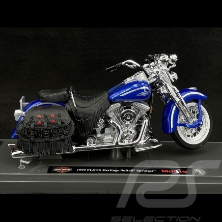 Moto Harley Davidson FLSTS Heritage Softail Springer 1999 Blau 1/18 Maisto 39360
