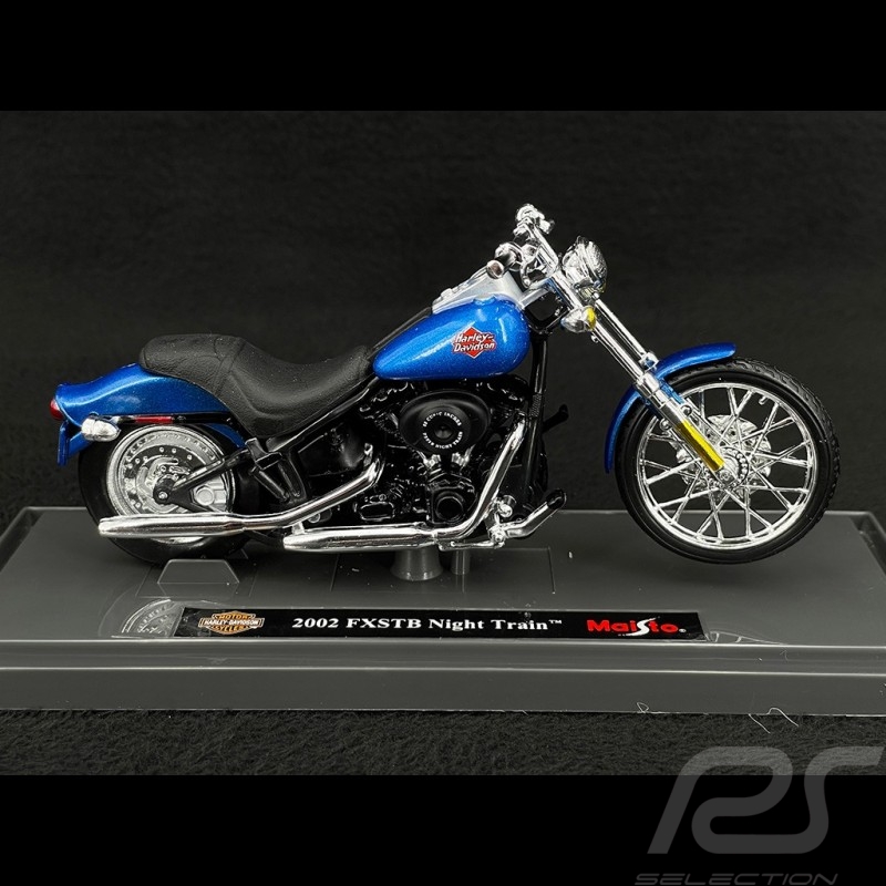 Moto Harley Davidson 1450 FXSTB Night Train 2002 Blau 1/18 Maisto 39360