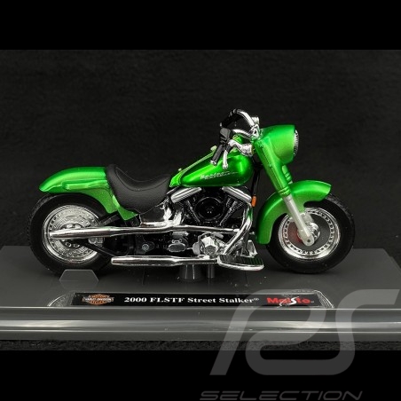 Moto Harley Davidson FLSTF Street Stalker 2000 Green 1/18 Maisto 39360