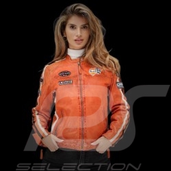Gulf leather jacket Dakota Super Sport Racing Team Classic driver Orange - women