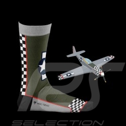 Inspiration P51 Mustang Socken Grau / Schwarz - Unisex - Größe 41/46