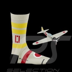 Inspiration Mitsubishi Zero Socken Kremeweiß / Gelb - Unisex - Größe 41/46