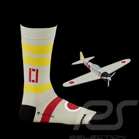Inspiration Mitsubishi Zero Socken Kremeweiß / Gelb - Unisex - Größe 41/46