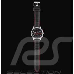 Audi Watch Sport Chronograph Gelochtes Leder Schwarz - Rote Nähte