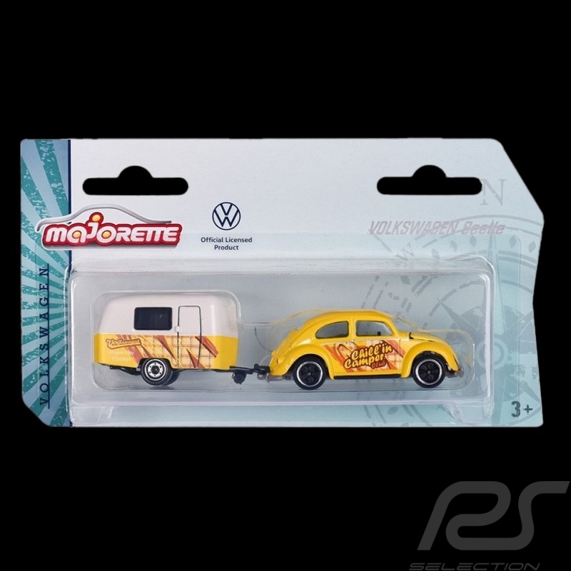 VW Käfer Chillin Camper mit Anhänger Eriba Puck The Originals Trailer 1/64 Majorette 212055007