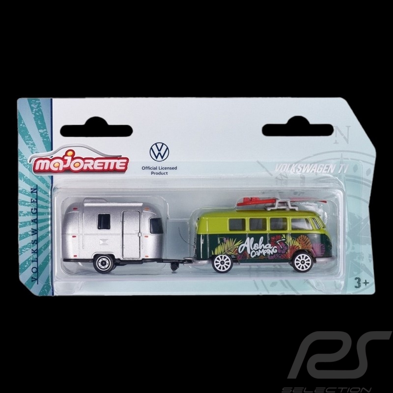 VW T1 Combi Aloha Camp mit Anhänger Airstream The Originals Trailer 1/64 Majorette 212055007