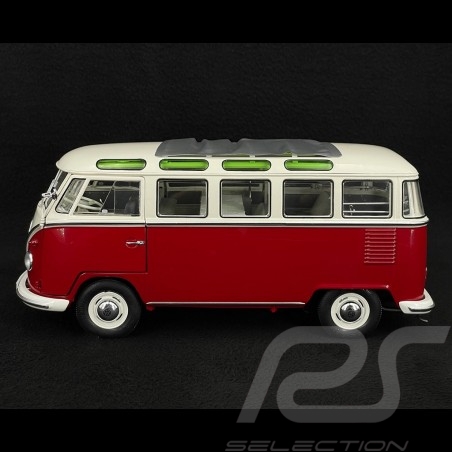 Volkswagen T1b Samba Minibus 1962 Red / White 1/18 Schuco 450044800