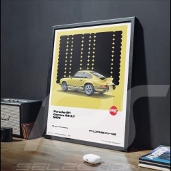 Poster Porsche 911 Carrera RS 2.7 1973 Speed Yellow - 50th Anniversary Limited Edition