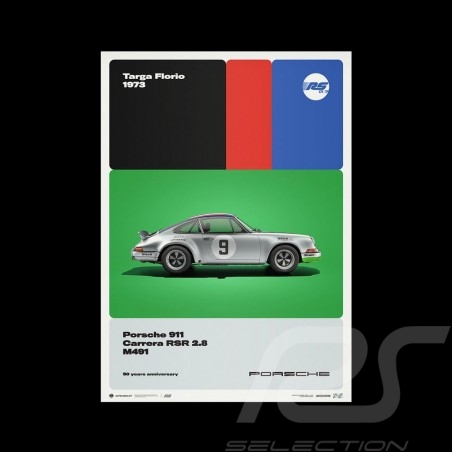 Poster Porsche 911 Carrera RS 2.7 Targa Florio 1973 - 50ème Anniversaire Limited Edition
