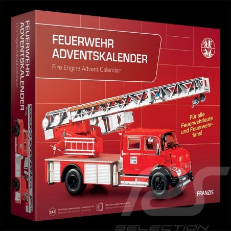 Firetruck Advent calendar Mercedes-Benz L1519 1970 Red 1/43 Franzis 67206-3