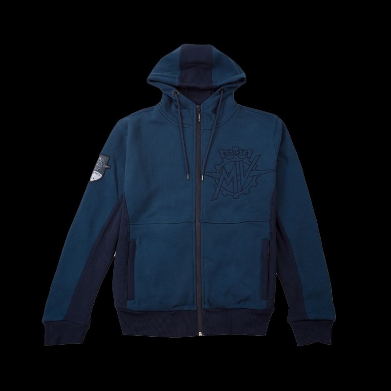 MV Agusta Hooded Cotton Zip Vest Navy Blue MV-FE015 - Men