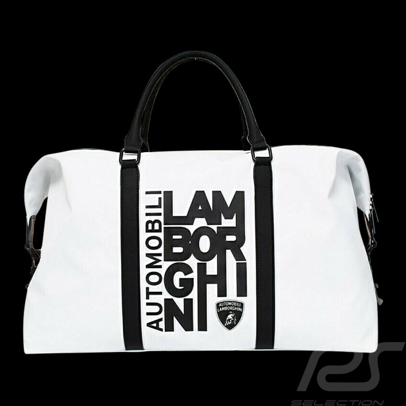 Sac Lamborghini Weekender avec maxi logo déstructuré Blanc / noir LCSWBBL2-200