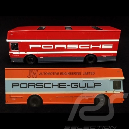 Duo Camion Mercedes O317 Porsche Motorsport Gulf Transporteur 1/43 Schuco