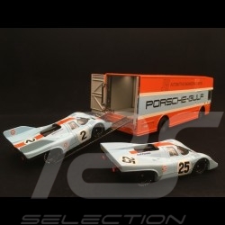 Duo LKW Mercedes O317 Porsche Motorsport Gulf 1/43 Schuco