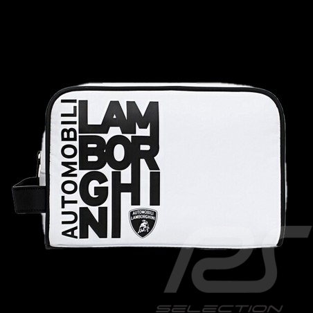 Trousse de toilette Lamborghini avec maxi logo déstructuré Blanc / noir LCSWBBL4-200