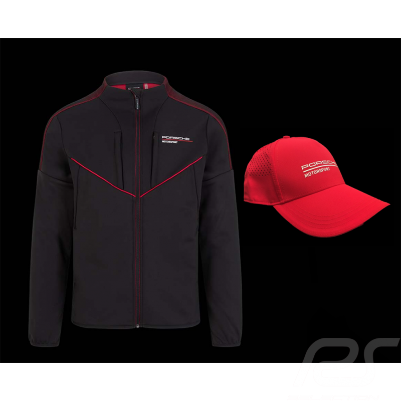 Duo Porsche Jacke Motorsport 4 Softshell + Porsche Motorsport Kappe Perforierte Rot - Herren Duo Porsche Jacke Motorsport 4 Softshell + Porsche Motorsport Kappe Perforierte Rot - Herren