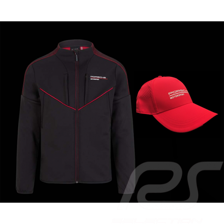 Duo Porsche jacket Motorsport 4 Softshell + Porsche Motorsport Cap Perforated Red - men
