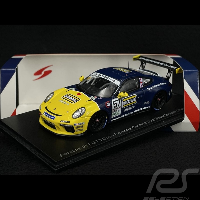 Porsche 911 GT3 Cup Type 991 n° 57 Vainqueur Porsche Carrera Cup Grande Bretagne 2021 1/43 Spark UK012 Porsche 911 GT3 Cup Type 991 n° 57 Vainqueur Porsche Carrera Cup Grande Bretagne 2021 1/43 Spark UK012