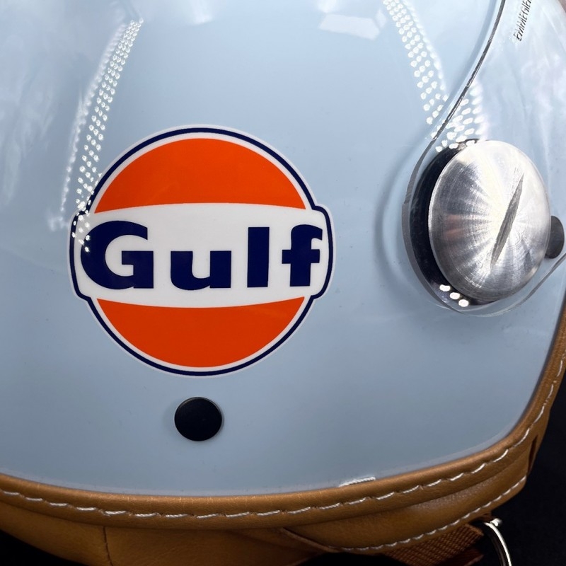 Gulf Helmet with Jet 01 visor Blue - Orange Stripe