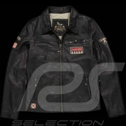 Duo Leather jacket Steve McQueen 24H Du Mans Lewis Black + Porsche wallet black leather crest WAP0300310K