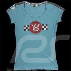 T-shirt V8 Motors Performance n°43 Blau Warson 22-803 - damen