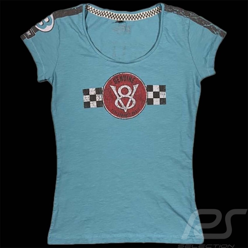 T-shirt V8 Motors Performance n°43 Bleu Warson 22-803 - femme