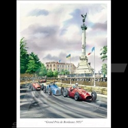 Poster Grand Prix de Bordeaux 1953 Ascari Fangio original drawing by Benjamin Freudenthal