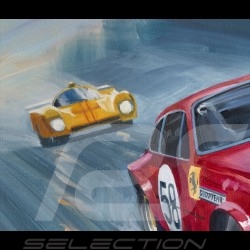 Poster Ferrari 365 Daytona 24h Le Mans 1971 original drawing by Benjamin Freudenthal