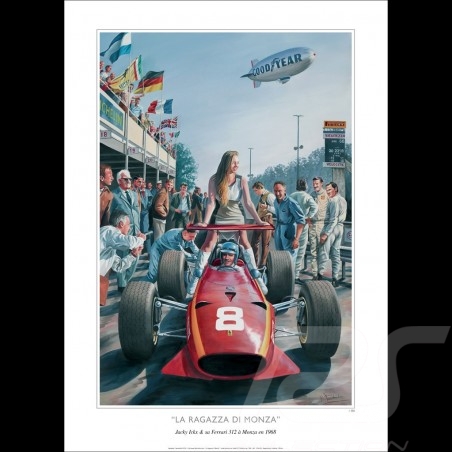 Poster "La Ragazza di Monza" Jacky Ickx Monza 1968 Originalzeichnung von Benjamin Freudenthal