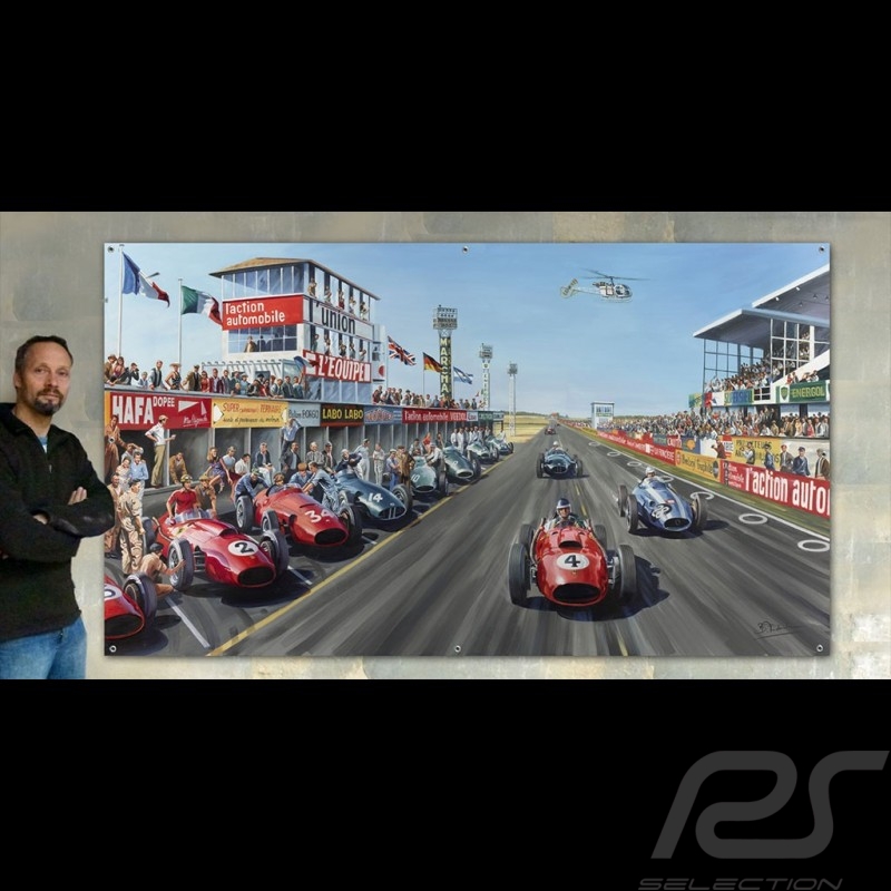 Bâche "Grand Prix de Reims 1958"  dessin original de Benjamin Freudenthal