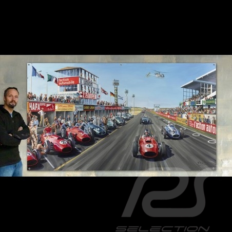 Bâche "Grand Prix de Reims 1958"  dessin original de Benjamin Freudenthal