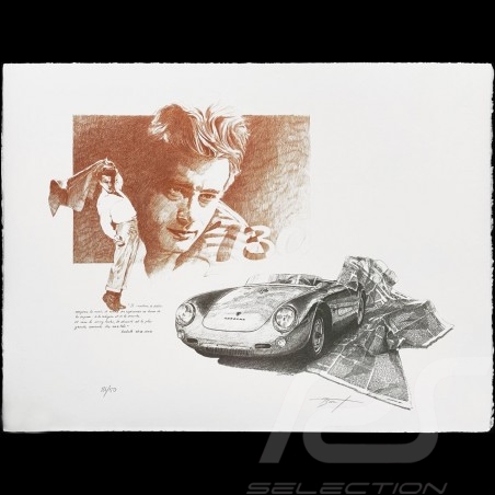 James Dean Porsche 550 n° 130 Original Zeichnung von Patrick Brunet