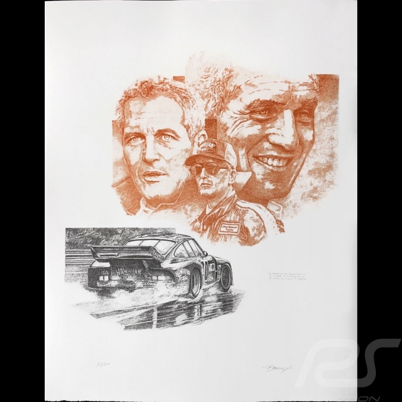 Paul Newman Porsche 935 n° 70 Le Mans 1979 Original Zeichnung von Patrick Brunet Paul Newman Porsche 935 n° 70 Le Mans 1979 Original Zeichnung von Patrick Brunet