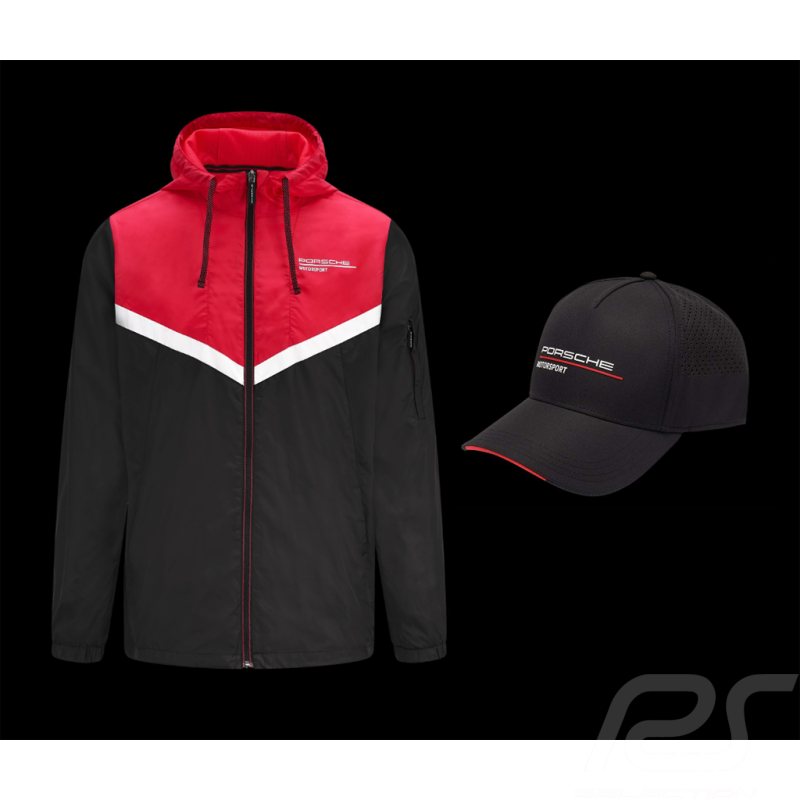 Duo Veste Porsche Motorsport Coupe-vent + Casquette Porsche Motorsport Perforée Noir - homme