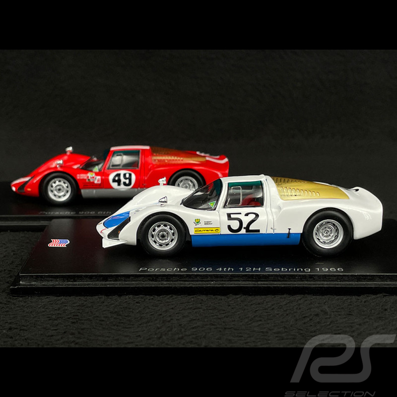 Duo Porsche 906 n° 52 & n° 49 12h Sebring 1966 1/43 Spark