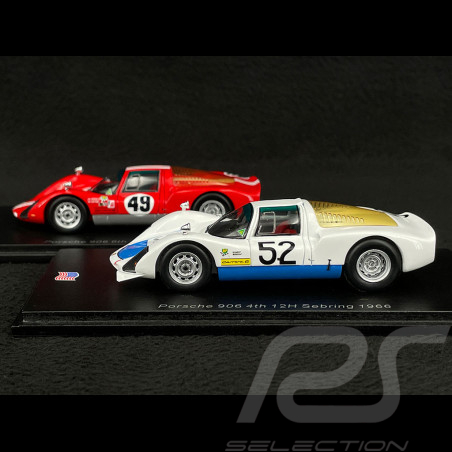 Duo Porsche 906 n° 52 & n° 49 12h Sebring 1966 1/43 Spark