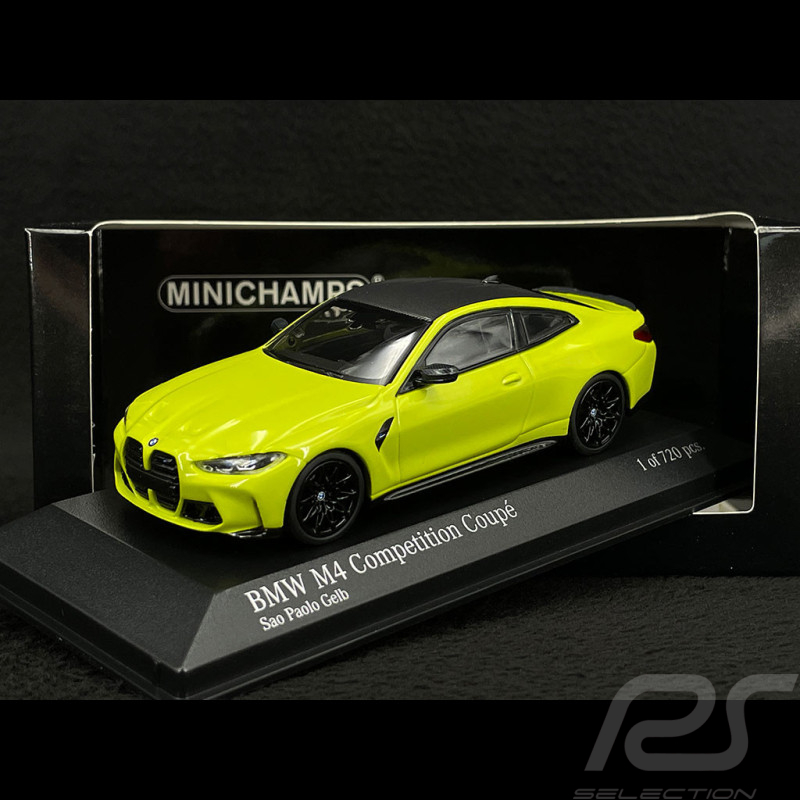 BMW M4 Competition Coupé 2020 Jaune Sao Paulo 1/43 Minichamps 410020120