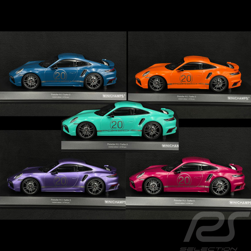 Set of 5 Porsche 911 Turbo S Type 992 2021 20th Anniversary China 1/18 Minichamps