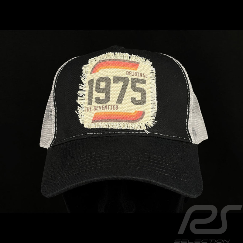 Anniversary Hat Vintage 1975 Seventies Trucker Black / Grey