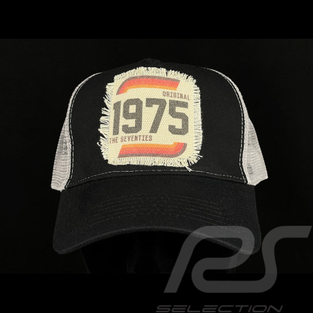 Anniversary Hat Vintage 1975 Seventies Trucker Black / Grey