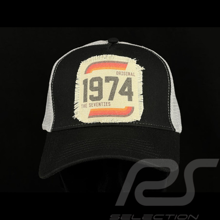 Anniversary Hat Vintage 1974 Seventies Trucker Black / Grey
