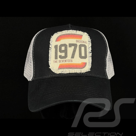 Anniversary Hat Vintage 1970 Seventies Trucker Black / Grey