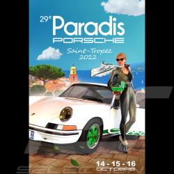 Affiche Paradis Porsche Saint-Tropez 2022 imprimée sur plaque Aluminium Dibond 40 x 60 cm