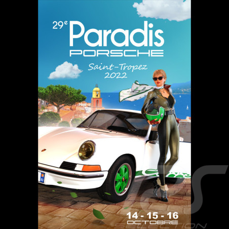 Plakat Paradis Porsche Saint-Tropez 2022 Drückplatte auf Aluminium Dibond 40 x 60 cm