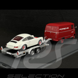 Duo Transporteur Mercedes-Benz L319 et Porsche 911 RS 1967 Blanche 1/43 Schuco 450249900